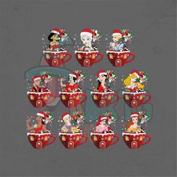 castle tea cup christmas princess png bundle, merry christmas, 2023 newyear, elsa frozen, magical castle princess tree p