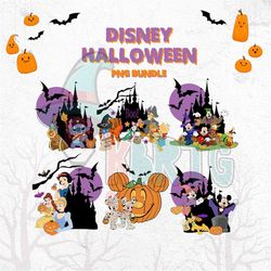 halloween scary movie castle png bundle, halloween party, princesses, pumpkin stitch, malefiz duck, daisy donald, pumpki