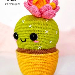 crochet patterns intermediate crochet cactus with flower  pdf pattern