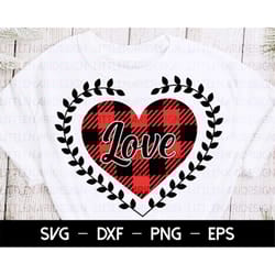 buffalo plaid love svg, heart svg, flower svg, love svg, valentines day svg, love with flower svg,heart love svg, cricut