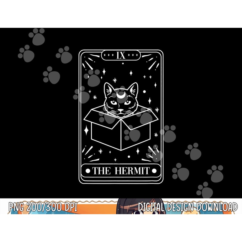 Funny Cat Hermit Tarot Card Witch Astrology Occult Halloween png,sublimation copy.jpg