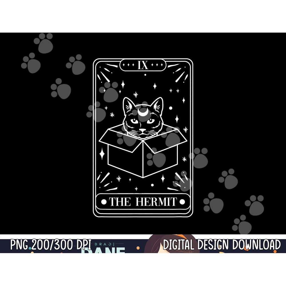 Funny Cat Hermit Tarot Card Witch Astrology Occult Halloween png,sublimation copy.jpg