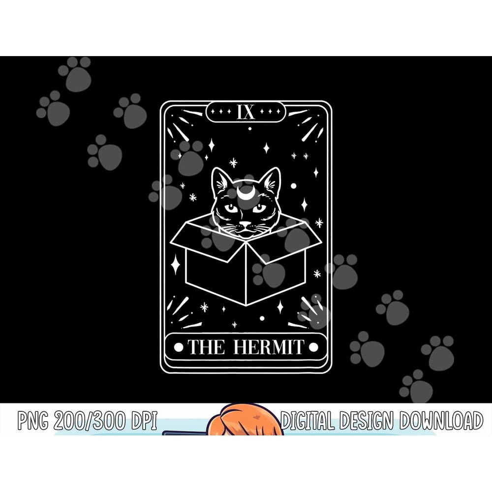 Funny Cat Hermit Tarot Card Witch Astrology Occult Halloween png,sublimation copy.jpg