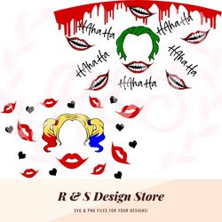 joker, harley, joker and harley, dc, dc villains, cup wrap, starbucks wrap, png, svg.