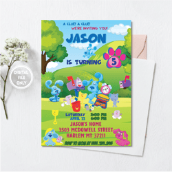 personalized file blues clues birthday invitations | blues clues evite | printable blues clues  invitation png file only