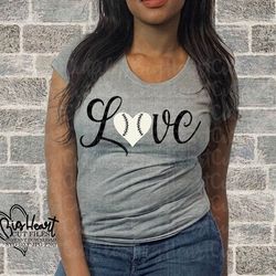 love baseball svg, png, jpg, dxf, baseball heart svg, love svg, baseball sister svg, baseball mom svg, silhouette