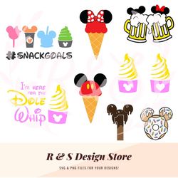 snack bundle, dole whip, ice cream, doughnut, donut, beers and ears, bundle, quotes, svg, png.