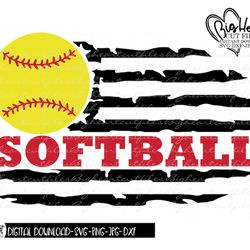 distressed softball usa flag svg, png, jpg, dxf, usa flag svg, softball svg, usa flag svg, softball cut files, silhouett