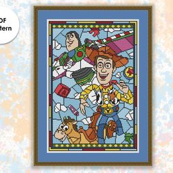 Stained glass cross stitch pattern "Toy story" SG020 - xstitch chart, cartoons and movies cross stitch characters