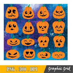 Halloween Face Svg, Jack O Lantern Svg , Pumpkin Cricut, Scary Png , Pumpkin Face Bundle , Cricut Silhouette Vector
