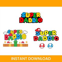 super daddio svg, happy father's day, super mario svg, mario svg bundle, mario bros svg, super mario ornament svg,super