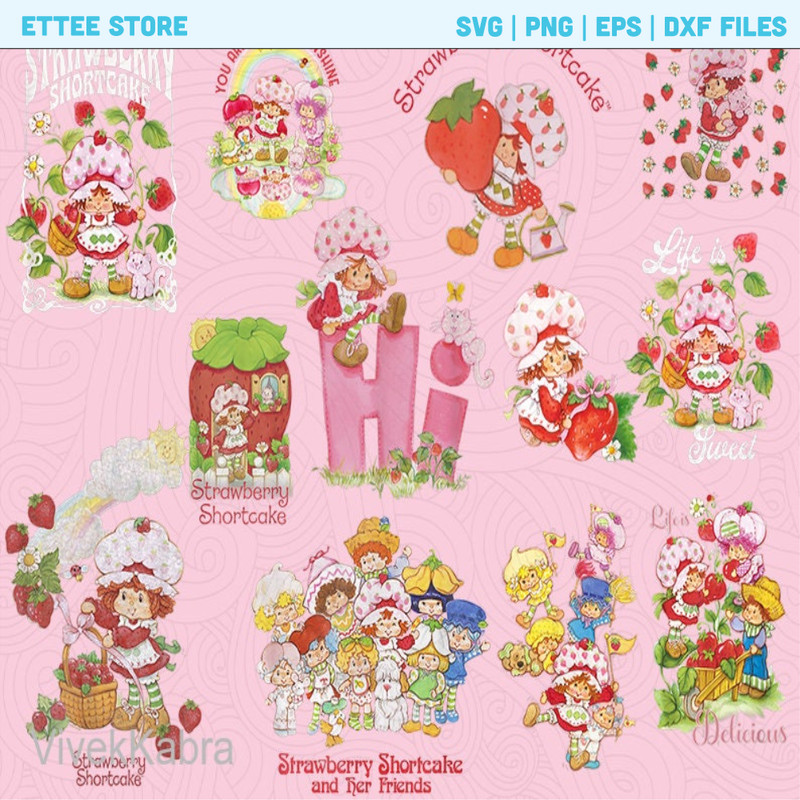 Vintage Strawberry Short cak png bundle, Made In The 80s png , Retro Strawberry Short cake png For Women, 90s Clothing, 80s Clothing - 1.jpg