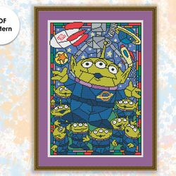 Stained glass cross stitch pattern "Toy story" SG025 - xstitch chart, cartoons and movies cross stitch characters