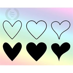 hearts svg png bundle, valentines hearts svg, outline hearts bundle, svg for cricut, instant download, cut file