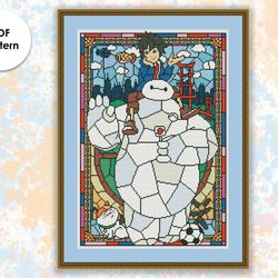 Stained glass cross stitch pattern "Big hero six" SG028 - xstitch chart, cartoons and movies cross stitch characters