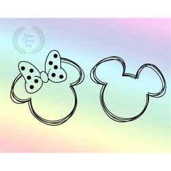 couple mouse head line svg, instant download, cut file, clipart, personal use, commercial use