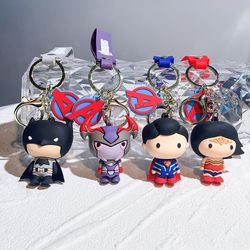 Marvel Avengers Keychains Cartoon Superhero PVC Keyrings Anime Action Figure Doll Pendant Keyholder Car