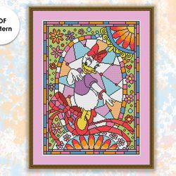 Stained glass cross stitch pattern "Daisy" SG036 - xstitch chart, cartoons and movies cross stitch characters