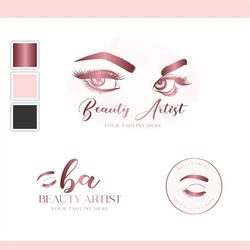 editable lash logo design, makeup artist logo, eyelash logo, lash extensions logo, beauty salon, makeup artist logo
