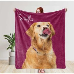 Custom Dog Face Blankets, Personalized Pet Photo Blanket, Fleece Dog Blankets, Customized Photo Throws, Dog Dad Gifts, P