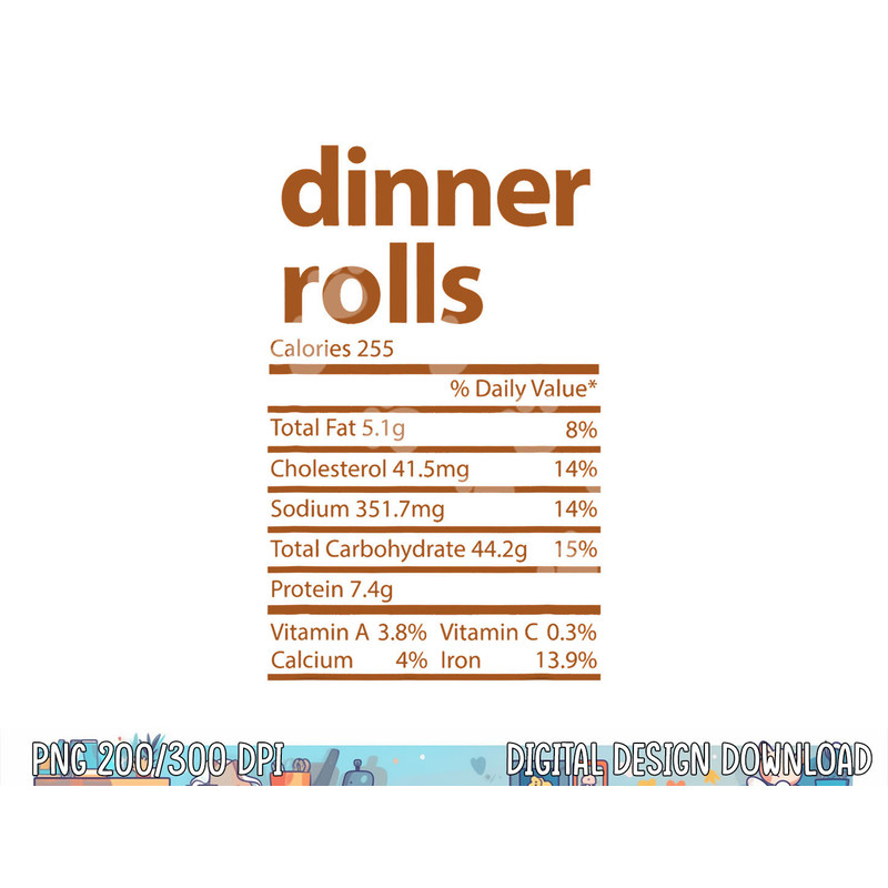 Funny Dinner Rolls Family Thanksgiving Nutrition Facts Food png, sublimation copy.jpg