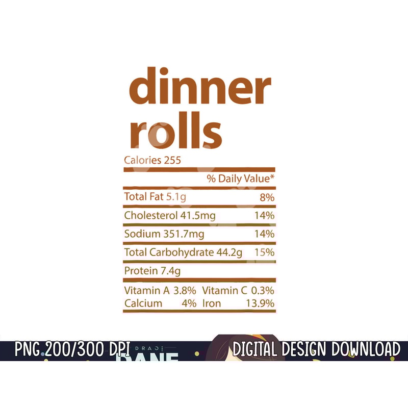 Funny Dinner Rolls Family Thanksgiving Nutrition Facts Food png, sublimation copy.jpg