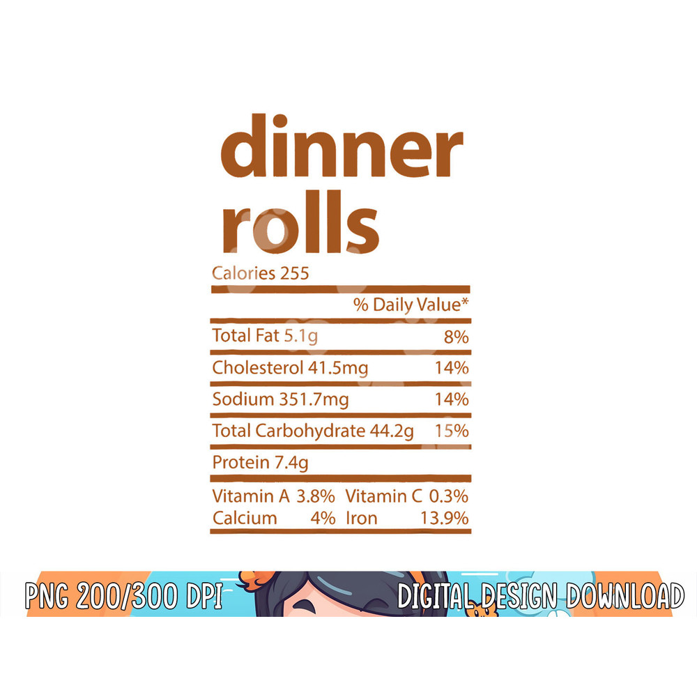 Funny Dinner Rolls Family Thanksgiving Nutrition Facts Food png, sublimation copy.jpg