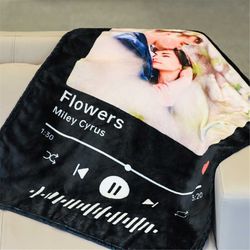 Custom photo blanket with music design, Personalized Photo Blanket, Minky Blanket, Personalized Great Couples Boyfriend
