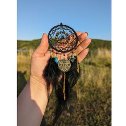 Black Dream Catcher Car Mirror Hanger There Is A Little Witch In All Of Us' | Car Mirror Hanger