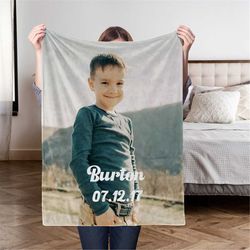 custom blanket with picture, father's day blanket gift, boys photo blanket collage, soft warm office blanket, personaliz