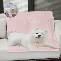 Custom Pet Blanket, Personalized Pet Photo Blanket, Kawaii Dog Custom Photo Blanket, Pet Photo and Name Custom Blanket,