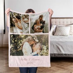 Custom Wedding Photo Blanket, Custom Blanket with Photos Collage, Comfortable Picture Blanket Warm Gift, Wedding Gift, P