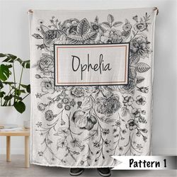 june birth month flower rose blanket with custom name, birthday gifts for women gifts for wife, personalized plush fleec