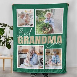Custom Photo Blanket Gift For Grandma, World's Best Grandmother, Personalized Photo Blanket Gift for Mother's Day Birthd