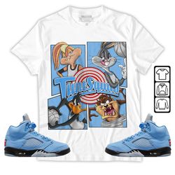 bunny tazmanian basketball unisex sneaker shirt match retro university blue 5s tee, jordan 5 university blue t-shirt, ho