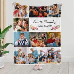 Personalized Photo Christmas Blanket,Custom Photo Blanket,Family&Friends Unique Custom Gift,Photo Collage Wedding Annive