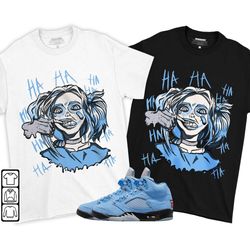harley quinn unisex sneaker shirt match retro university blue 5s tee, jordan 5 university blue t-shirt, hoodie, sweatshi
