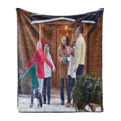 Personalized Blanket with Photos Ultra-Soft Flannel Fleece Throw Blankets Decorative Accent Piece Christmas and Valentin