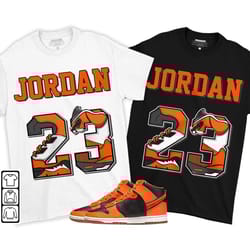 number 23 jd unisex sneaker shirt match dunk black orange tee, dunk high gs safety orange t-shirt, hoodie, sweatshirt