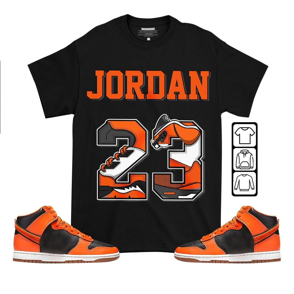 Number 23 JD Unisex Sneaker Shirt Match Dunk Black Orange Tee, Dunk High GS Safety Orange T-Shirt, Hoodie, Sweatshirt - 2.jpg