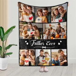 Best Dad Ever Photo Collage Blanket, Dad Birthday Gift, Custom Blanket with Pictures, New Dad Present, Father's Day Blan