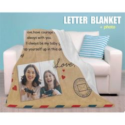 Custom Love Letter Blanket,Personalized Photo Blanket,Comfy Picture Blanket,Custom Blanket With Photo,Funny Birthday/Chr
