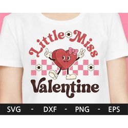 little miss valentine svg, valentine shirt, valentine's day, funny valentine's day, retro heart svg, dxf, png, eps, svg