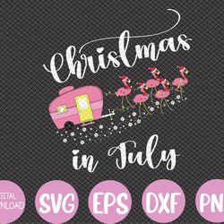 Christmas In July Flamingo Pink Funny Camping Camper Svg, Eps, Png, Dxf, Digital Download
