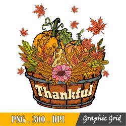 Thankful Png, Pumpkin Pie Thanksgiving Bible Turkey Sweater Leaves Fall Autumn Orange Digital Sublimation Design Hand Gr