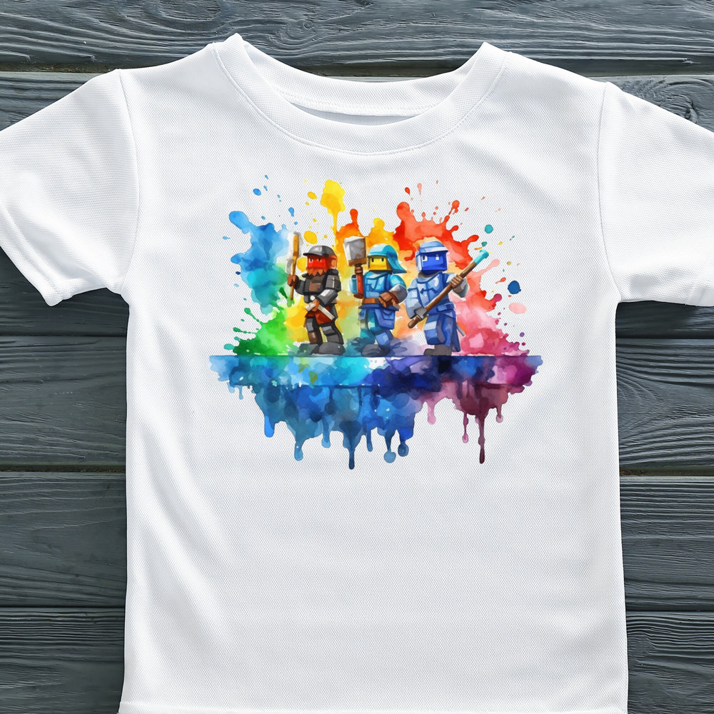Roblox-Style Watercolor T-Shirt for Gamers - Cool and Comfortable Tee for Kids and Adults - Unique Gift for Roblox Fans Active - 1.jpg