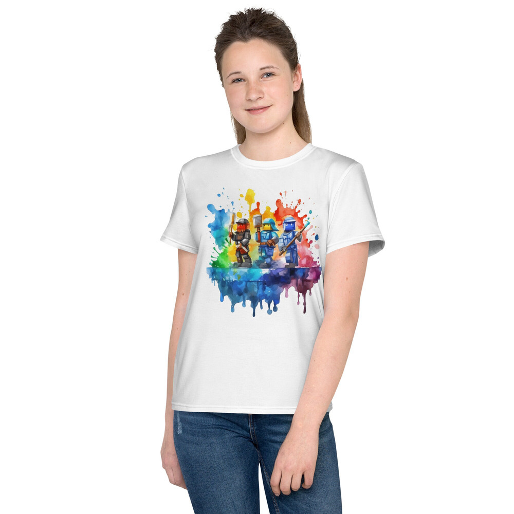 Roblox-Style Watercolor T-Shirt for Gamers - Cool and Comfortable Tee for Kids and Adults - Unique Gift for Roblox Fans Active - 4.jpg