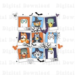 bluey and friend halloween png, bluey trick or treat png, bluey funny halloween family png