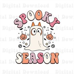 spooky season bluey halloween png, bluey ghost png, bluey trick or treat png