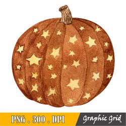 Pumpkin Start Sublimation Png, Pumpkin Printable Png, Digital Download, Watercolour Pumpkin Clipart Png